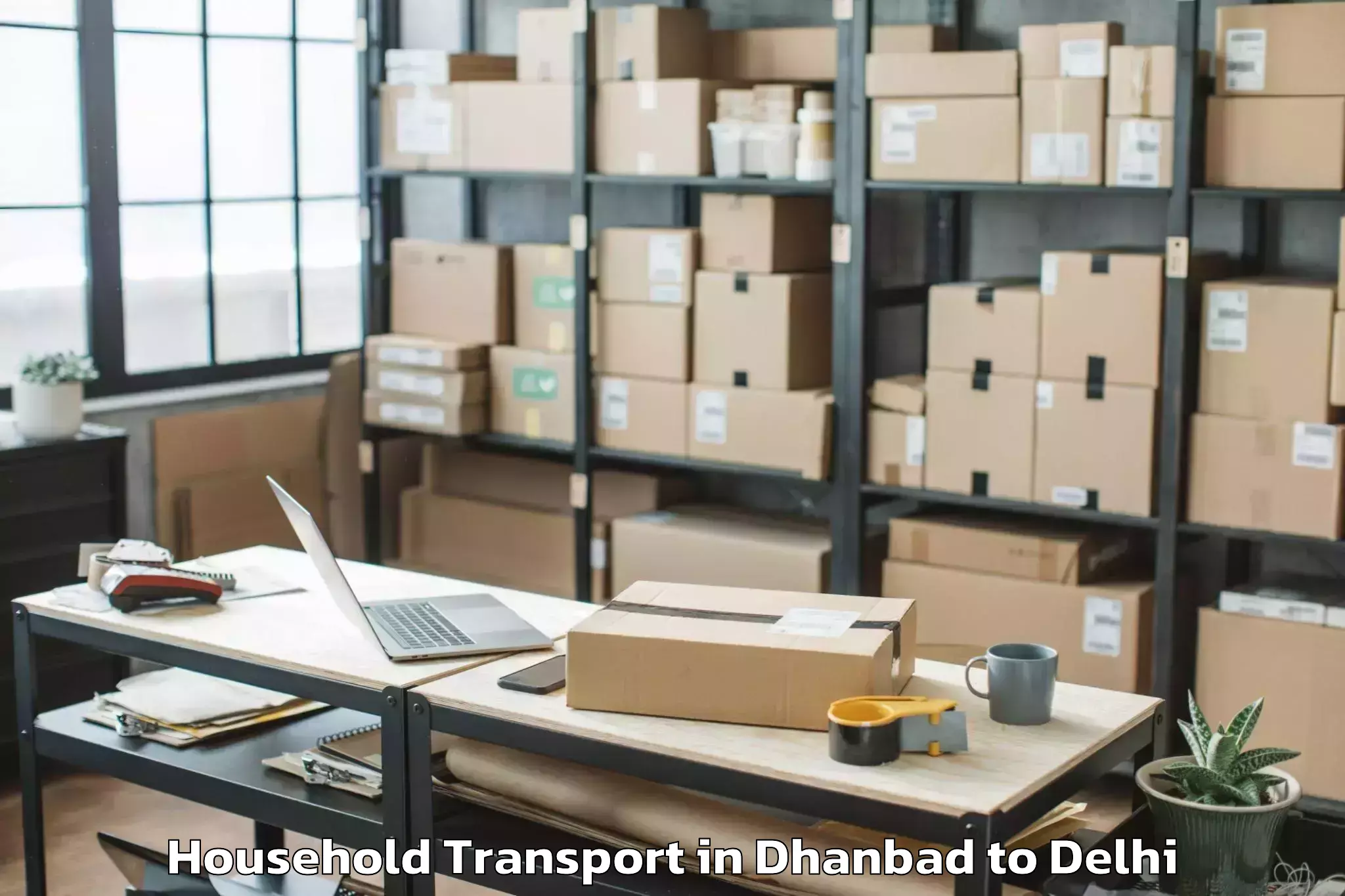 Top Dhanbad to Westend Mall Delhi Household Transport Available